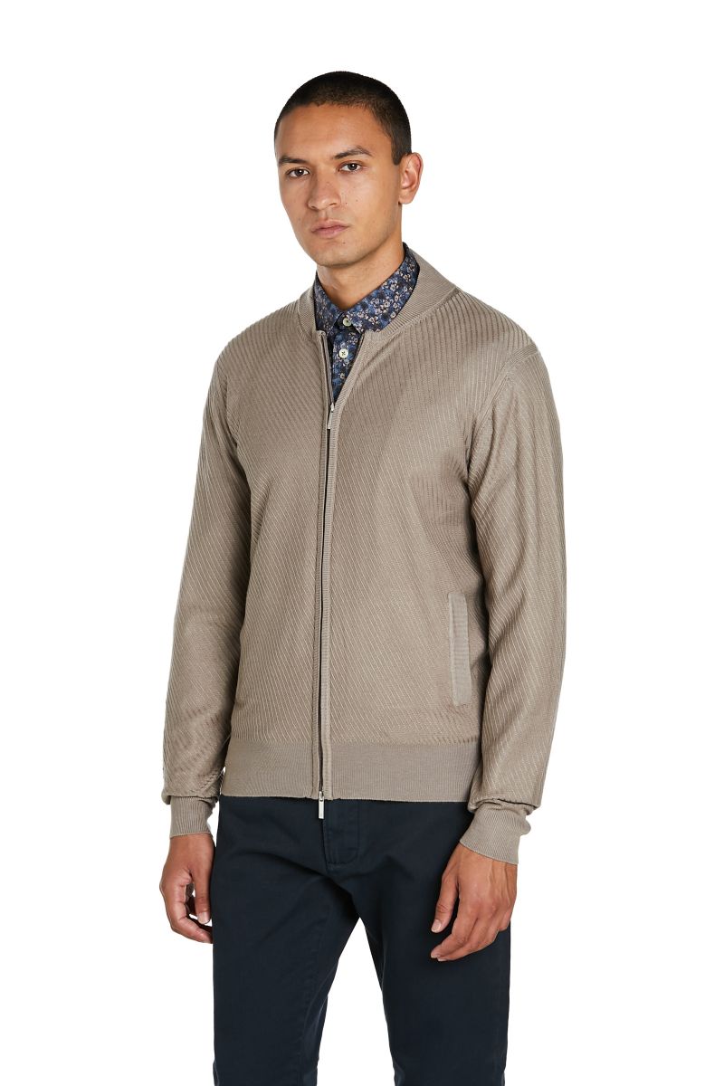 Maglia Bomber con Girocollo Misto Lana