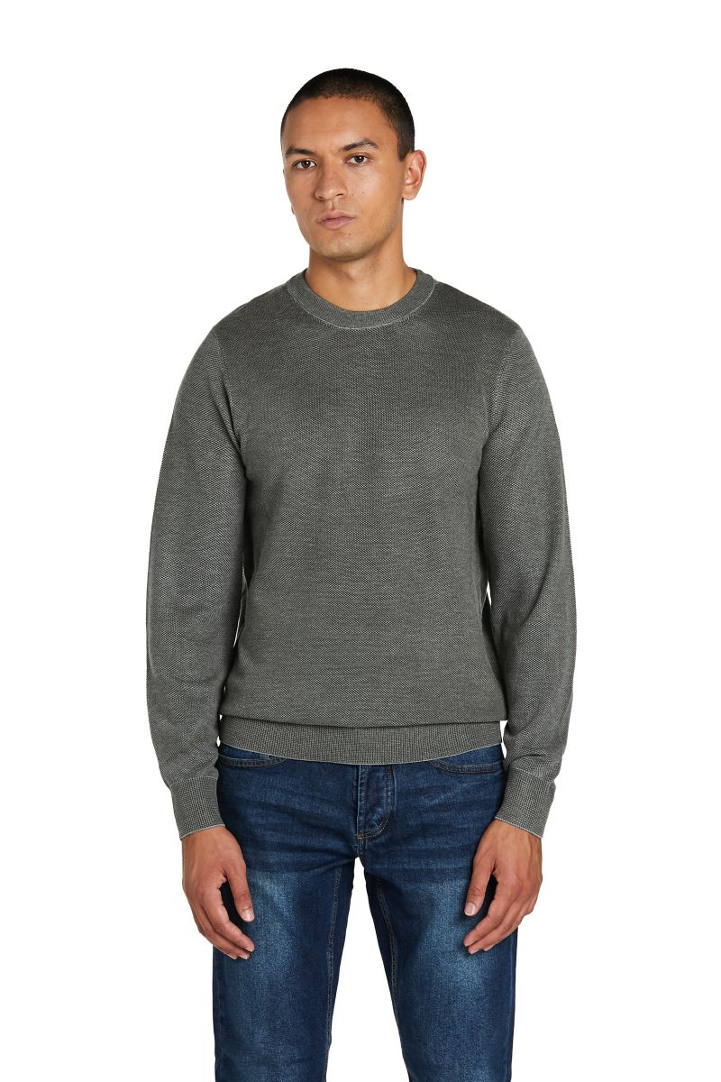 Maglione Girocollo in Misto Lana Blu