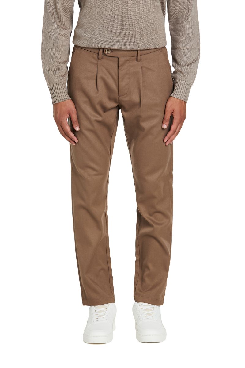 Pantaloni con Pences e Drappeggio Laterale