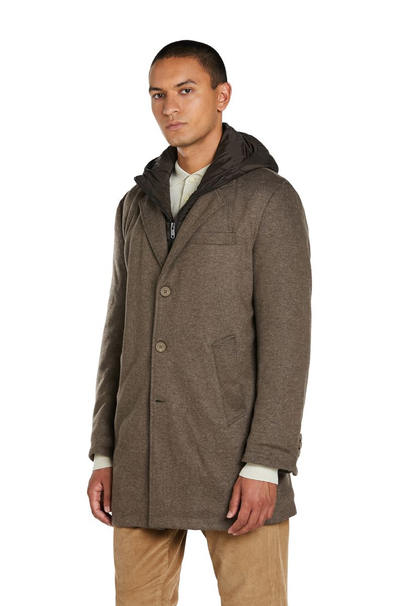Cappotto Misto Cashmere con Cappuccio