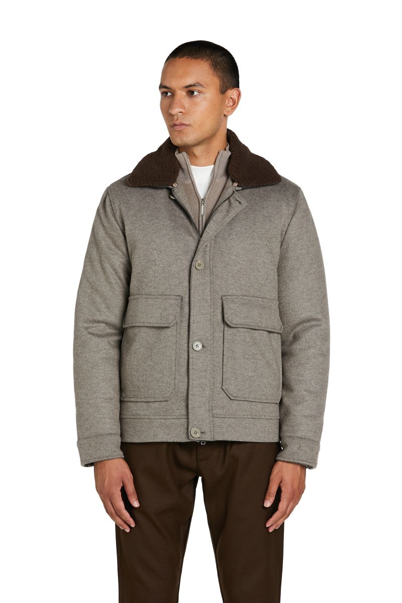 Giacca Aviatore Misto Cashmere collo Pelliccia