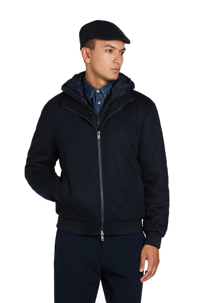Bomber Misto Cashmere con Cappuccio