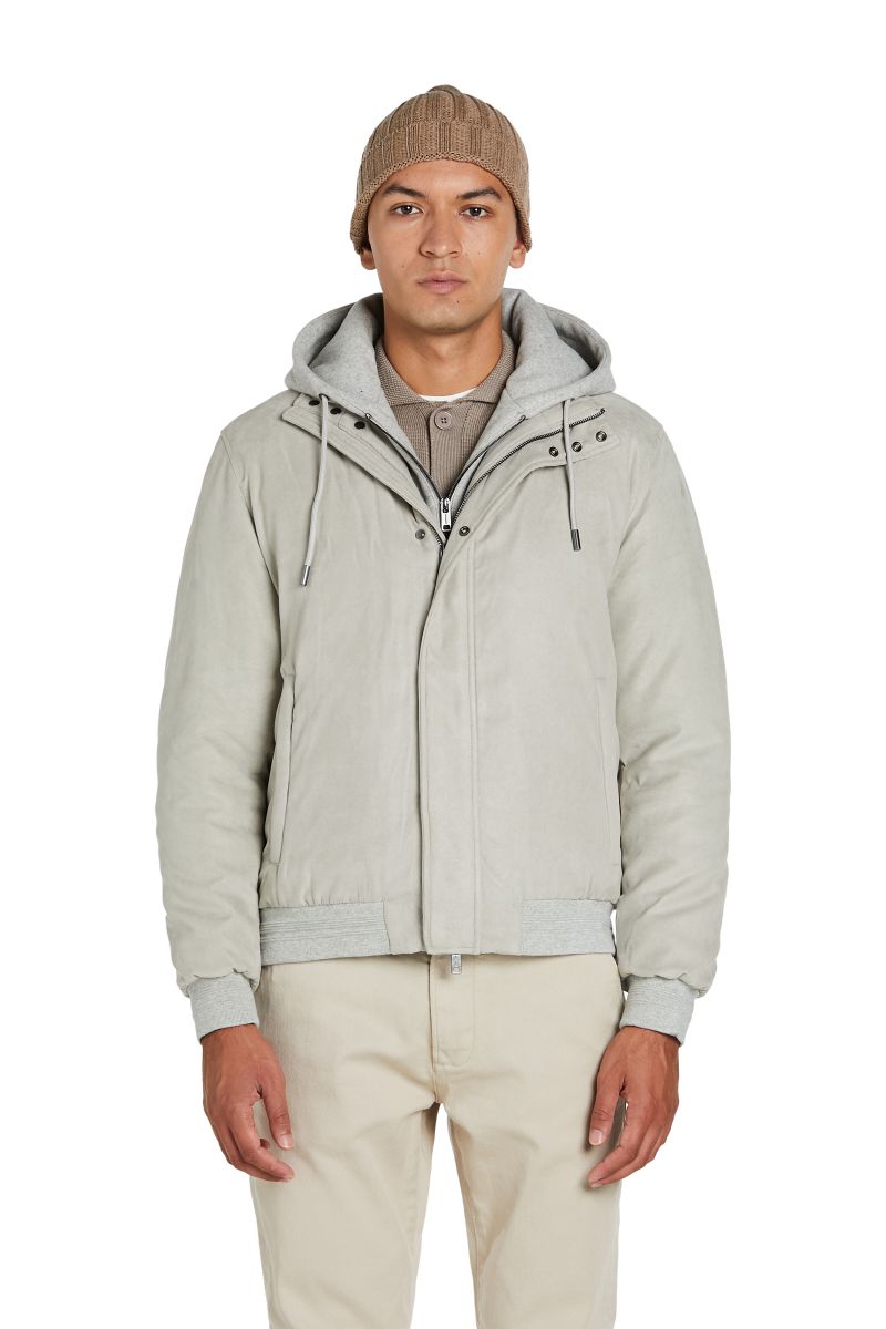 Bomber Scamosciato con Cappuccio