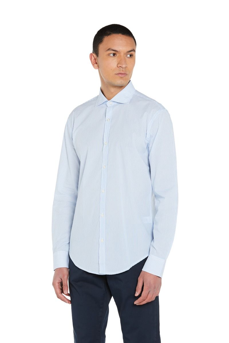Camicia uomo a righe celesti