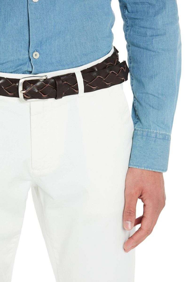 Cintura treccia da uomo in pelle