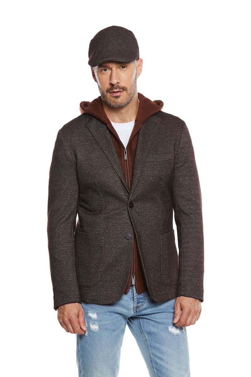 Giacca Uomo Slim Fit Trama Obliqua Moro
