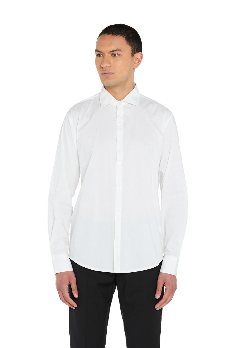 Camicia Basic Tinta Unita con Collo Francese