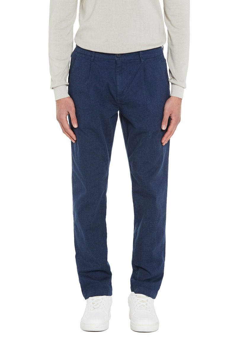 Pantaloni Chino con Pences Tessuto Mille Punti